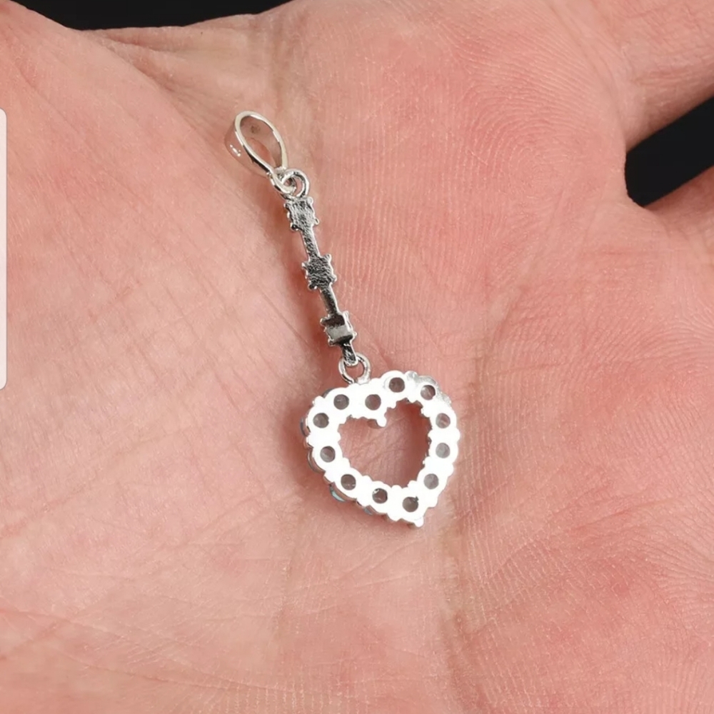 Aquamarine sterling silver heart pendant - Picture 2 of 4